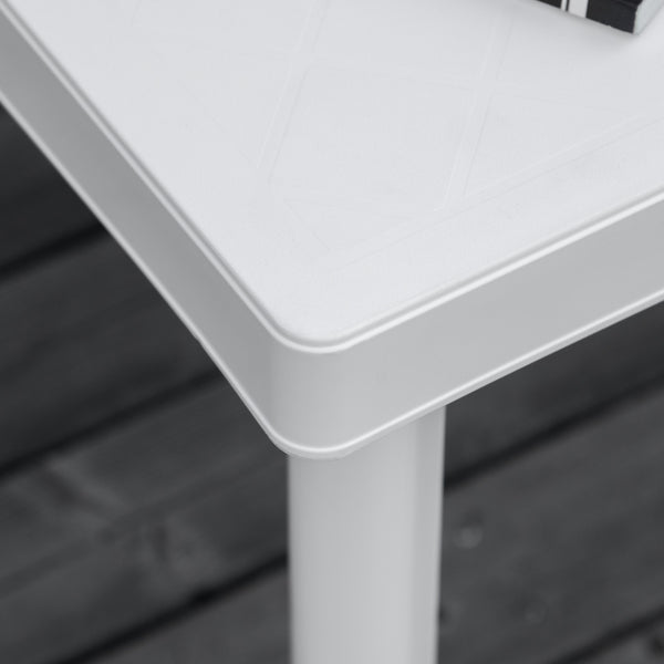 White plastic garden side table 