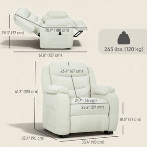 Massage Recliner Chair, Power Recliner with Quiet Brushless Motor, Remote, Pockets, 2 Memory Positions, Beige