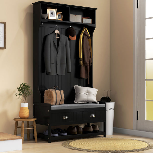 Modern entryway furniture with bench, black