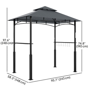Two-tier barbecue gazebo with LED lighting, dark grey