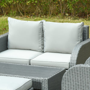 6-piece outdoor sofa set in woven rattan, grey