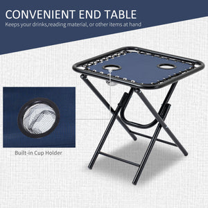 Zero Gravity Patio Chair Set of 2 with Side Table, Cup Holders and Cushions for Pool, Garden, Lawn, Beach, Blue