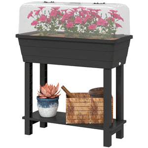 Raised garden bed with automatic watering, transparent lid and ventilation
