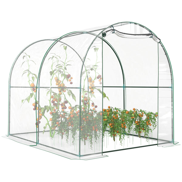 6.6' x 8.2' x 6.6' Tunnel Greenhouse, Garden Plant Shelter, Grow Tent with Roll-up Door, Clear