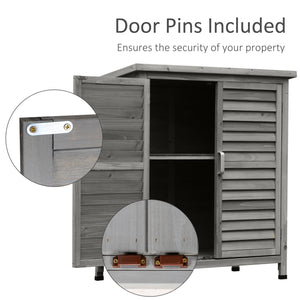 Wooden garden shed with 2 doors, grey