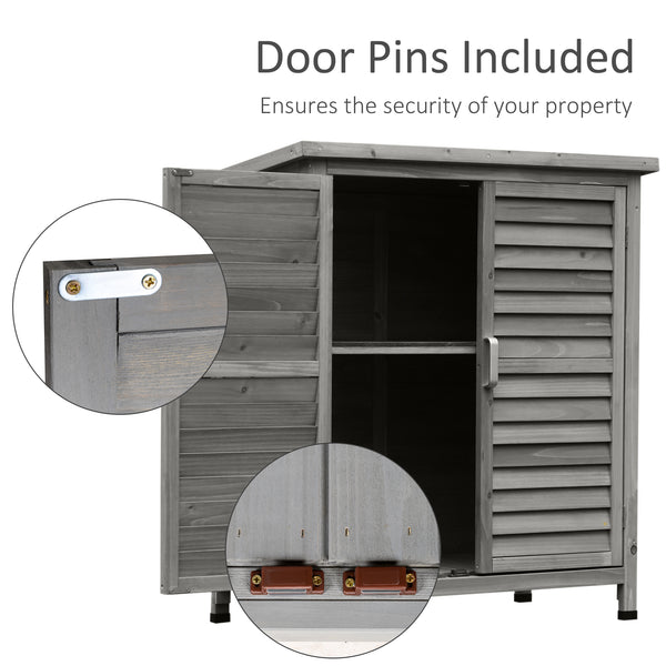 Wooden garden shed with 2 doors, grey