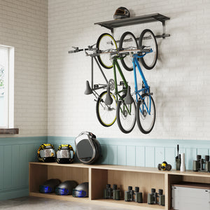 Wall-mounted rack for 5 bikes, black