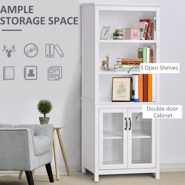 Multifunctional storage unit with adjustable shelves, white