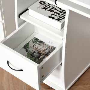 Computer desk with keyboard tray, white