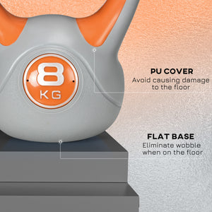 18 lb kettlebell with wide handle and stable base – Orange and gray