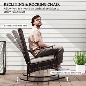 3-Piece Wicker Bistro Set with 3-Tier Reclining High Back, Glass Table, White