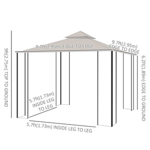 10 x 10 gazebo with mosquito nets, beige
