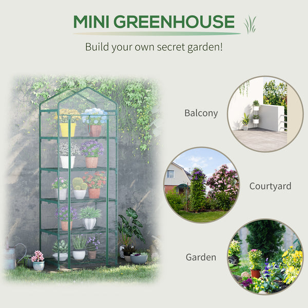 5-tier mini greenhouse with fixing clips