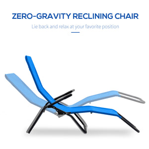 Folding chaise lounge with breathable mesh fabric, blue 