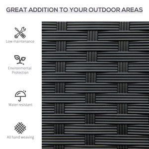 Two-seater garden bench in hand-woven rattan, black