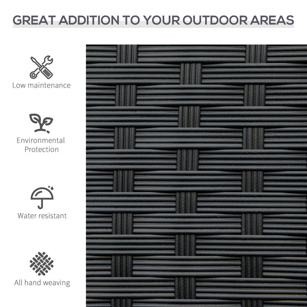 Two-seater garden bench in hand-woven rattan, black