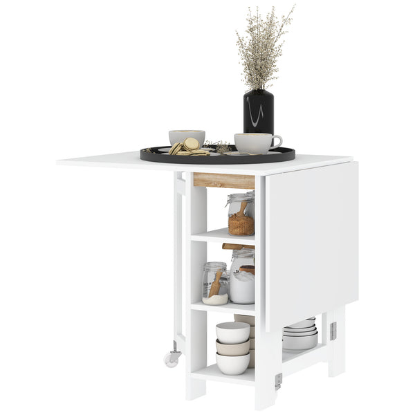 Drop-leaf kitchen table for small spaces, white