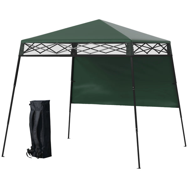 7 x 7 Folding Garden Canopy with Backpack and Adjustable Feet, Green