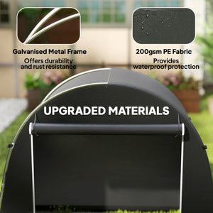 Waterproof portable garden shed with roll-up zippered door and galvanized metal frame