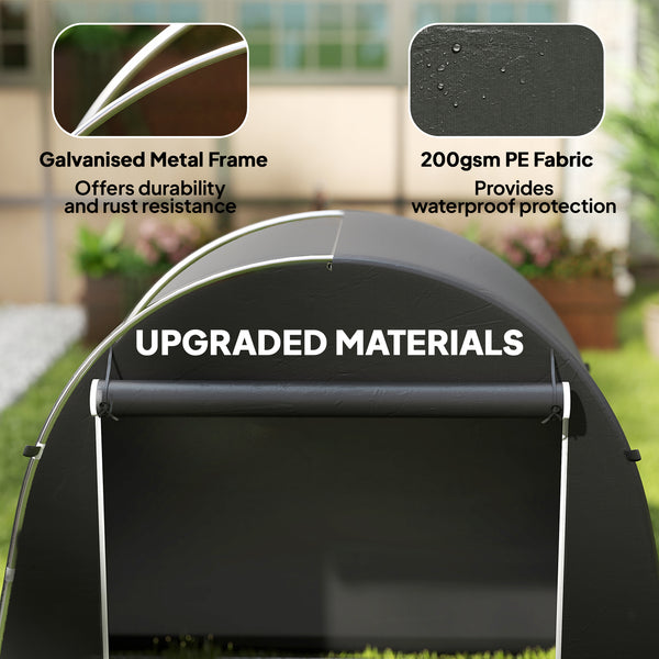 Waterproof portable garden shed with roll-up zippered door and galvanized metal frame