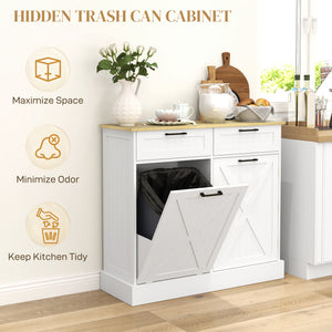 10-gallon trash cabinet with tilt-out drawers, white
