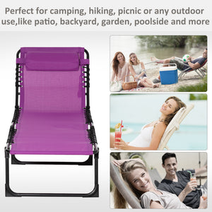 Folding chaise lounge with headrest, purple