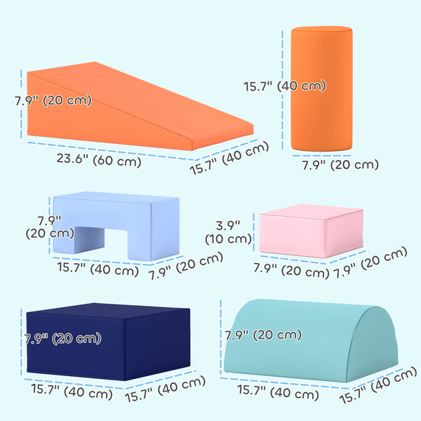 6-piece soft play area for children, orange and blue 