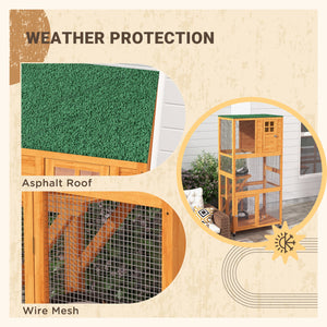 Wooden cat house, weatherproof and equipped with wheels