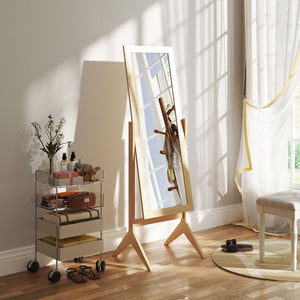 Full length mirror with adjustable angle, oak