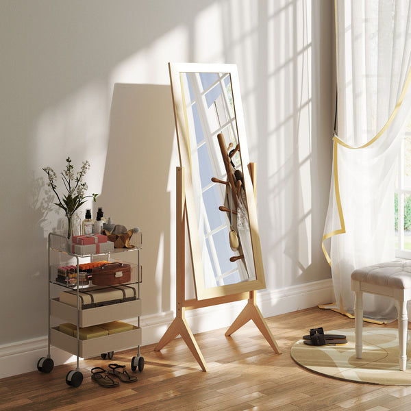 Full length mirror with adjustable angle, oak