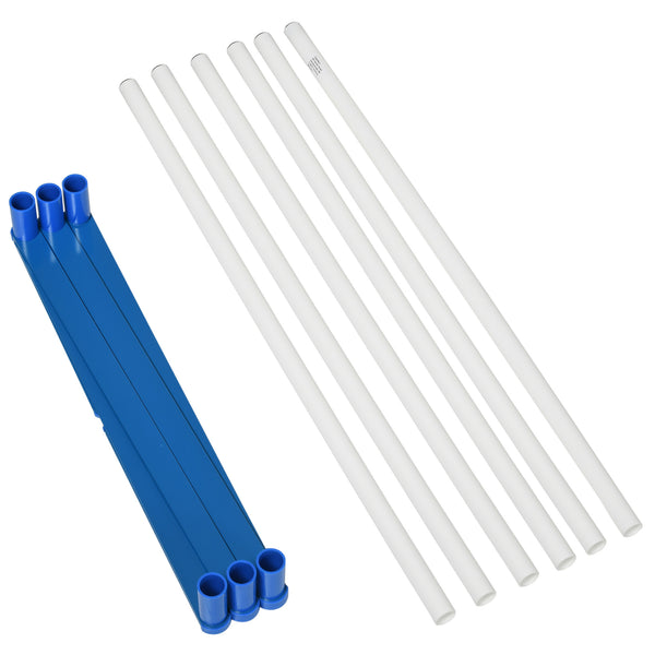Adjustable Dog Agility Training Obstacle Set with Weaves Poles and Storage Bag for Pet Dogs Outdoor Games Exercise Blue and White