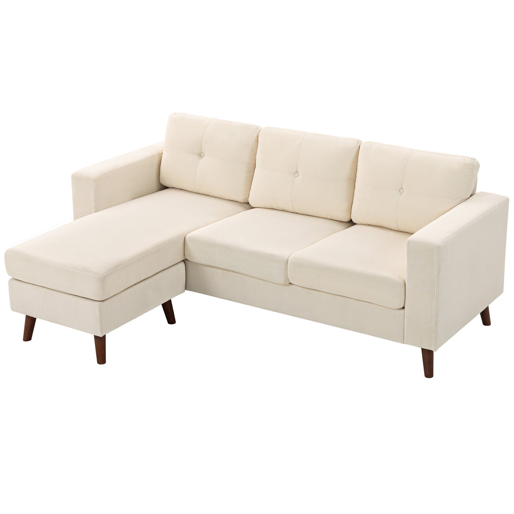 Sectional sofa with convertible chaise longue, cream white