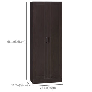 Storage unit with 2 soft-closing doors and 4 shelves, dark walnut