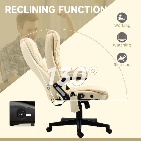 Adjustable heated and massaging office chair, beige