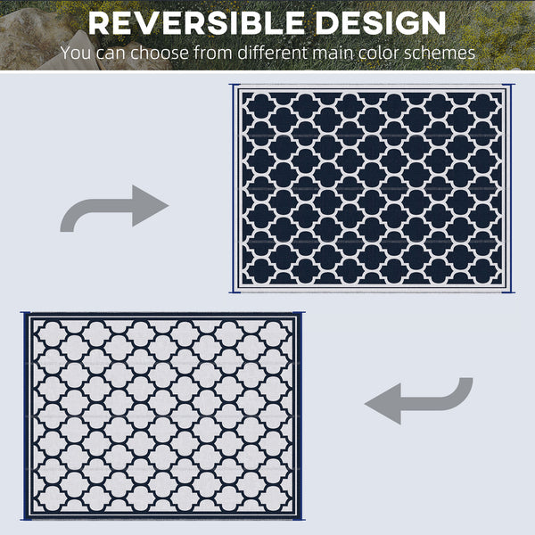 Reversible outdoor rug, dark blue