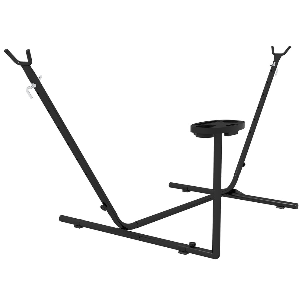 10' Hammock Stand with Side Tray, Hammock Chair Stand Only with Steel Frame, Black