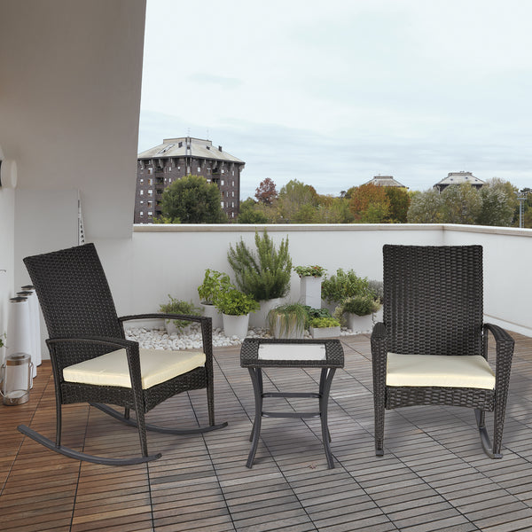 3-piece garden set in woven resin, dark grey.