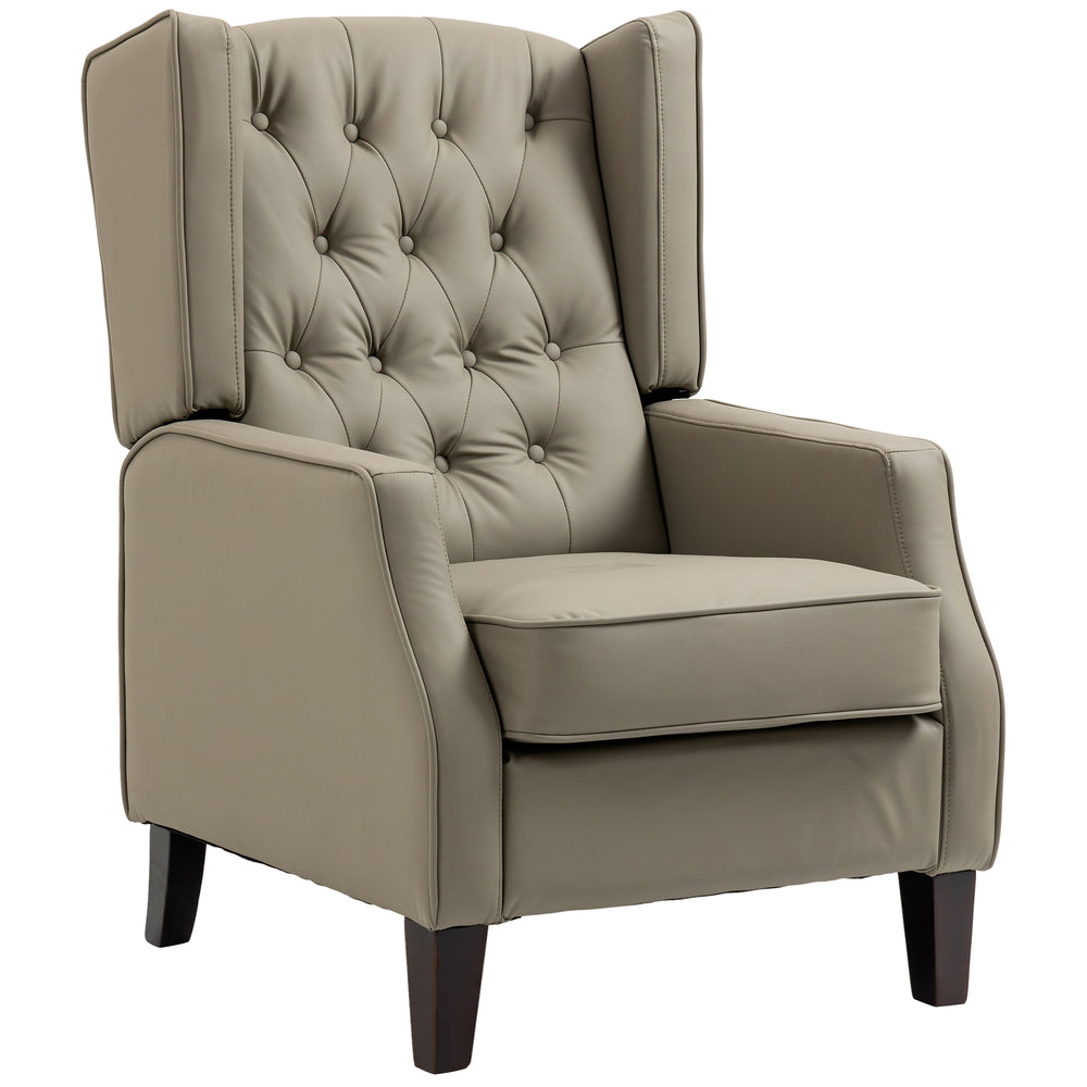Modern faux leather accent chair with thick padding, khaki