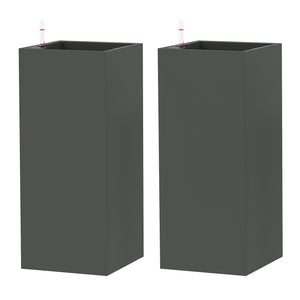 Set of 2 plastic planters with water level indicator, dark grey