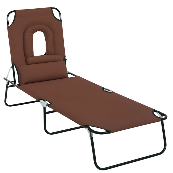 Lounge chair with face hole, brown