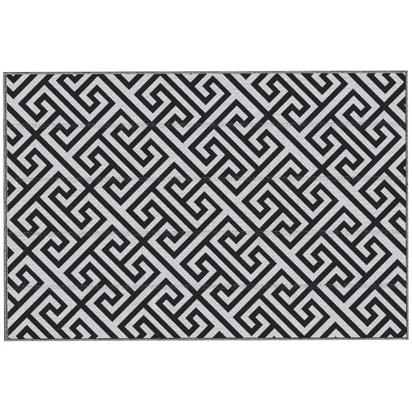 Reversible outdoor rug, black and white