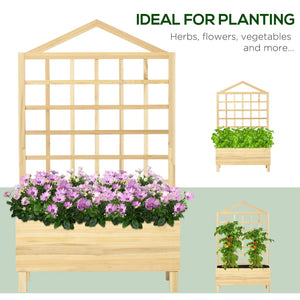 Raised planter in aged wood with trellis