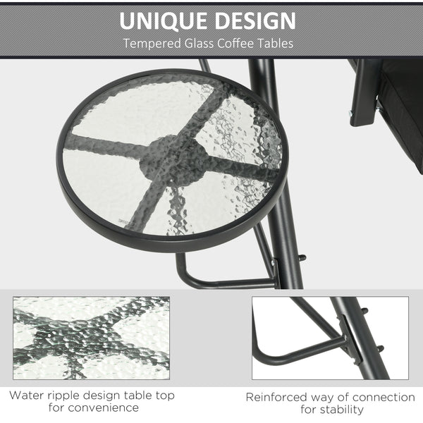 3-seater steel swing with adjustable canopy, black