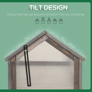Portable raised wooden garden greenhouse with hinged lid