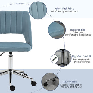 Mid-back office chair in sky blue velvet