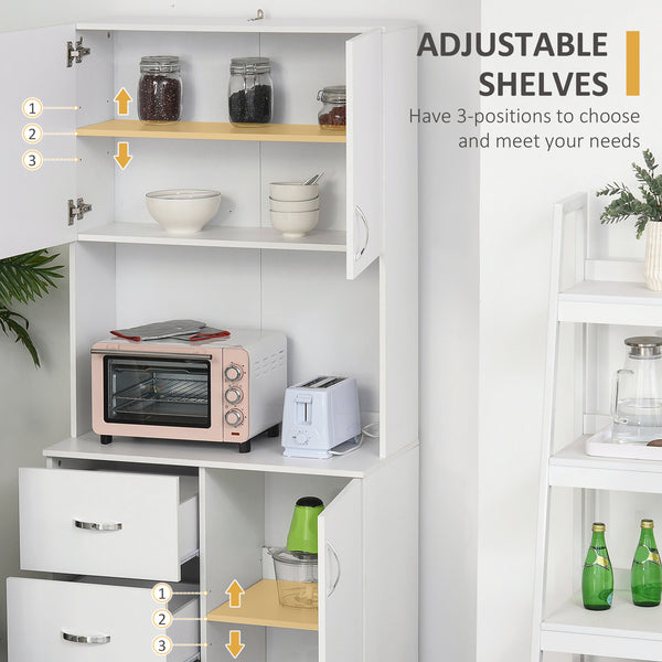 Freestanding Kitchen Buffet with Built-In Storage, White