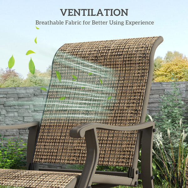 Rocking chair with steel frame and mesh fabric, light brown