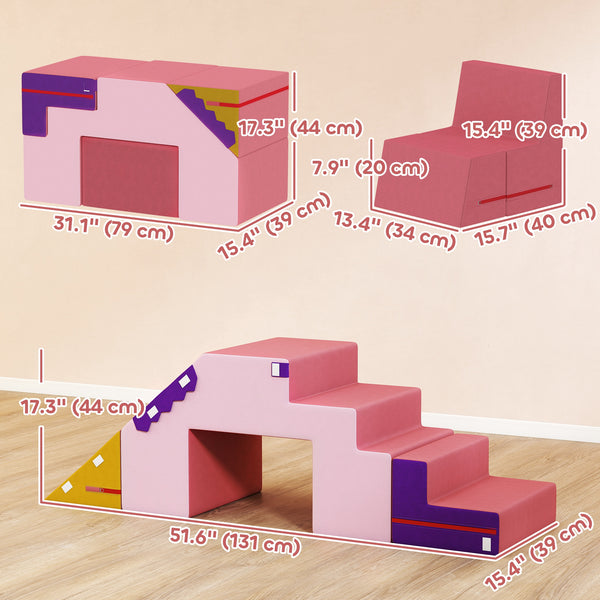 2-piece foam climbing blocks with removable pink cover