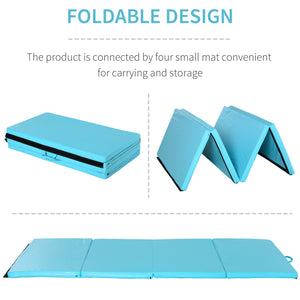 1.22m x 2.42m x 5.1cm Folding Gym Mat with Carry Handles, Light Blue