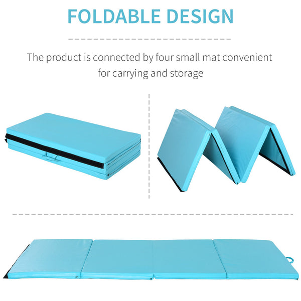 1.22m x 2.42m x 5.1cm Folding Gym Mat with Carry Handles, Light Blue